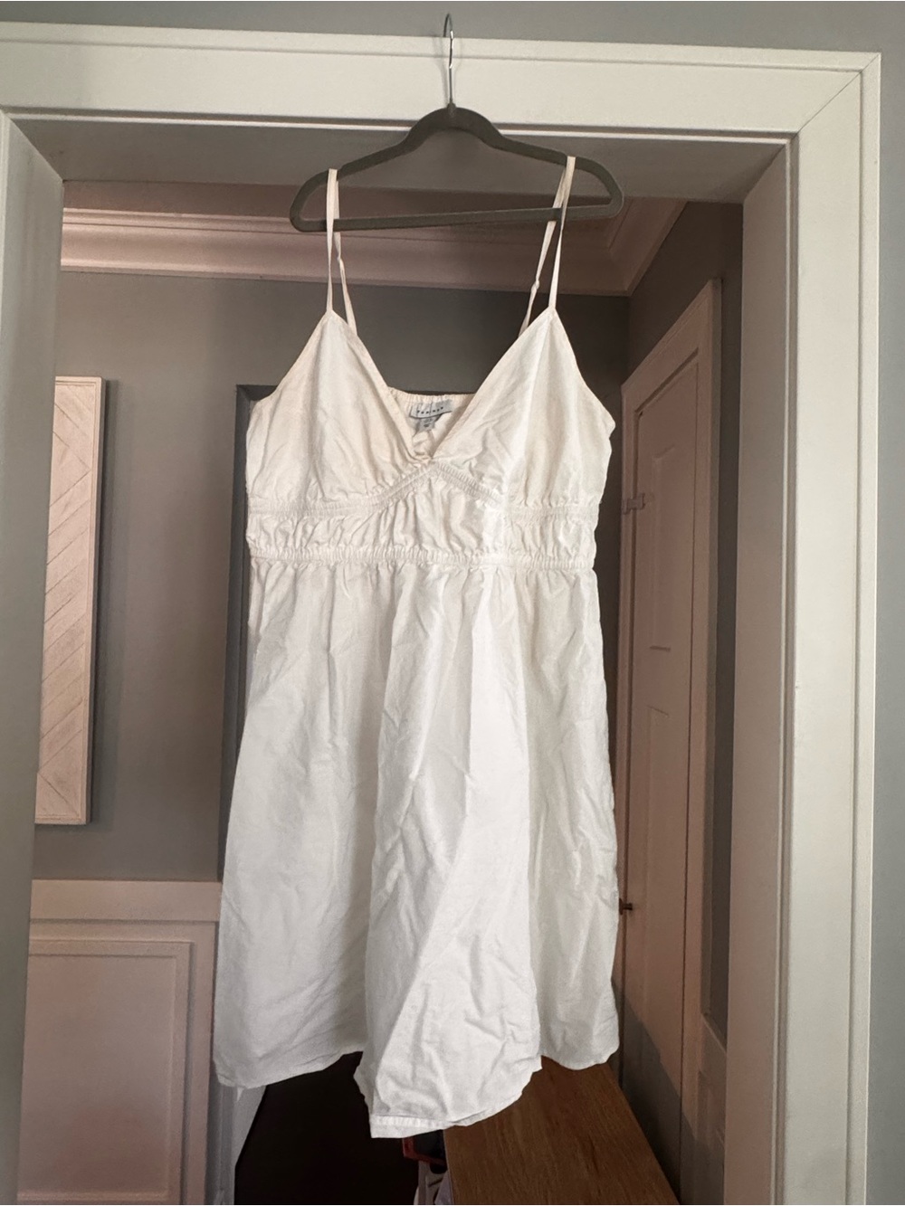 White Topshop Spaghetti Strap baby doll Sundress